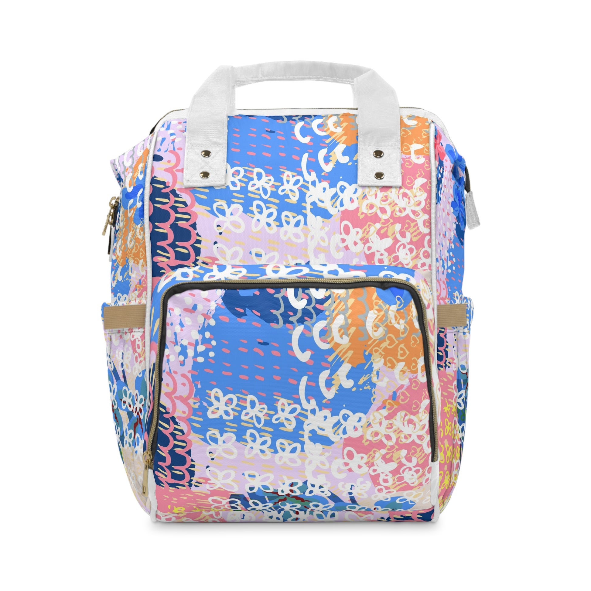 Flowers x Doodles x Hearts Multi-Color Multifunctional Diaper Backpack, Artsulli - Art is Long, Life is Short, Bags, Size, 15.0" × 10.8" × 6.7'', , , , , 18441186462744174361