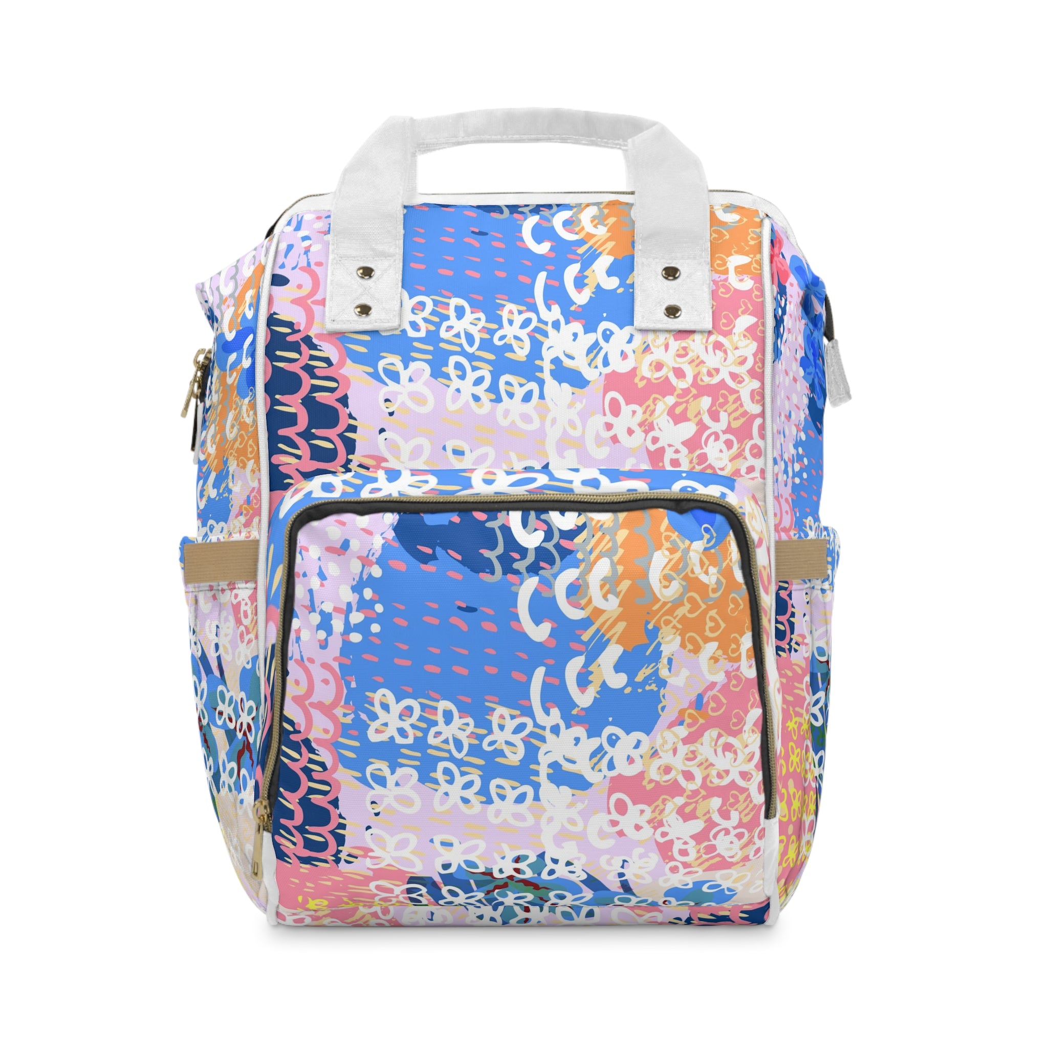 Flowers x Doodles x Hearts Multi-Color Multifunctional Diaper Backpack, Artsulli - Art is Long, Life is Short, Bags, Size, 15.0" × 10.8" × 6.7'', , , , , 18441186462744174361