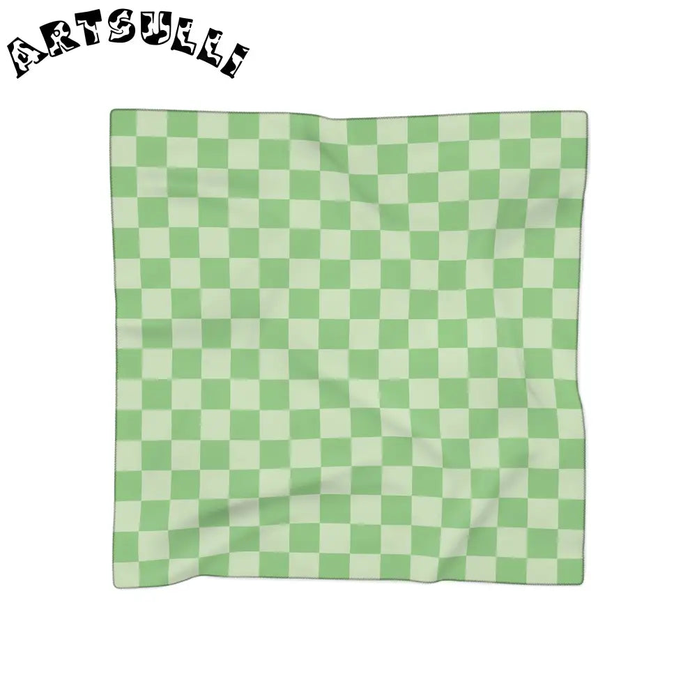 JAKKOUTTHEBXX Checkerboard II Green Poly Scarf JAKKOUTTHEBXX