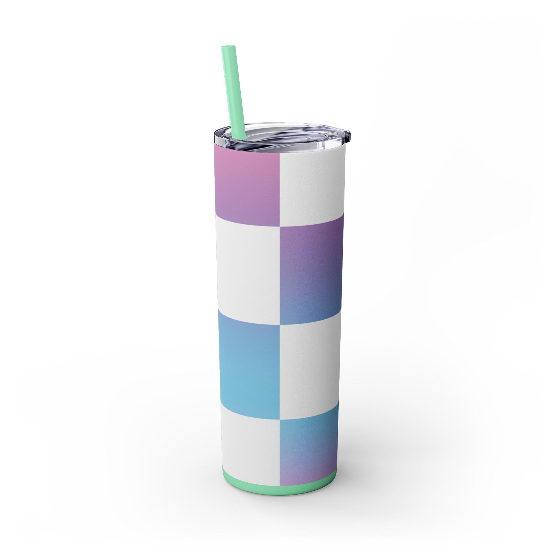 Vaporwave Check Skinny Tumbler with Straw, 20oz, Artsulli - Art is Long, Life is Short, Mug, , , , , , , 