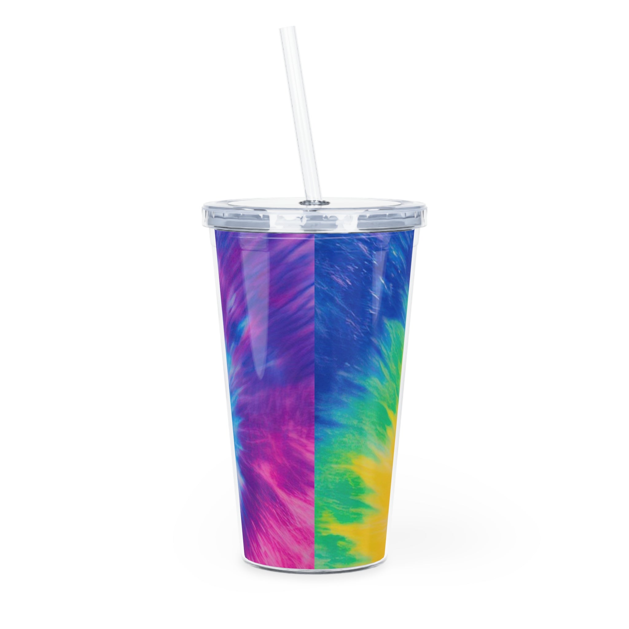 Psychedelic Tie Dye Plastic Tumbler with Straw, Artsulli - Art is Long, Life is Short, Mug, , , , , , , 