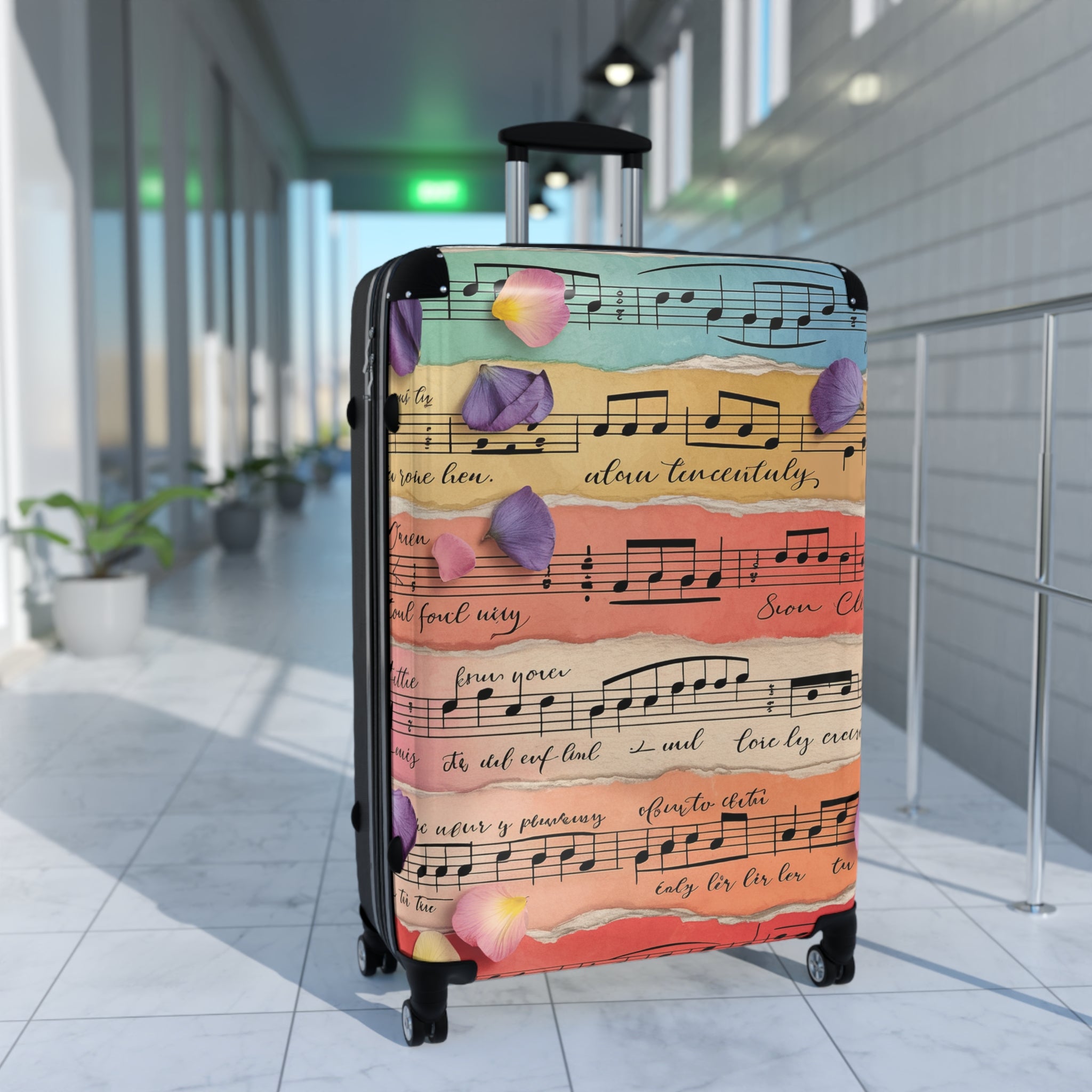 Torn Type Beat Sheet Music Multi-Color Suitcase, Artsulli - Art is Long, Life is Short, Bags, , , , , , , 