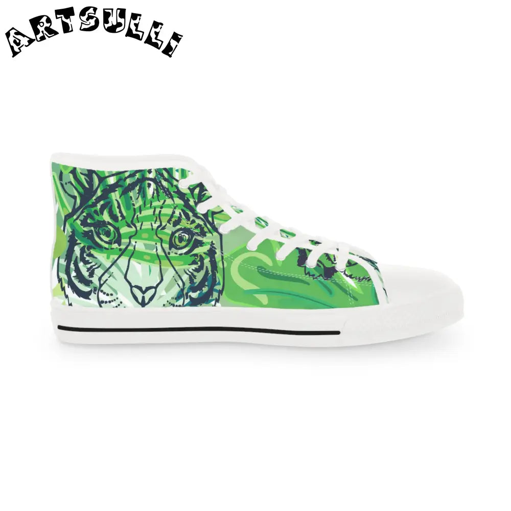 JAKKOUTTHEBXX Tropical Jungle Tigers Lime Green Men’s High Top
