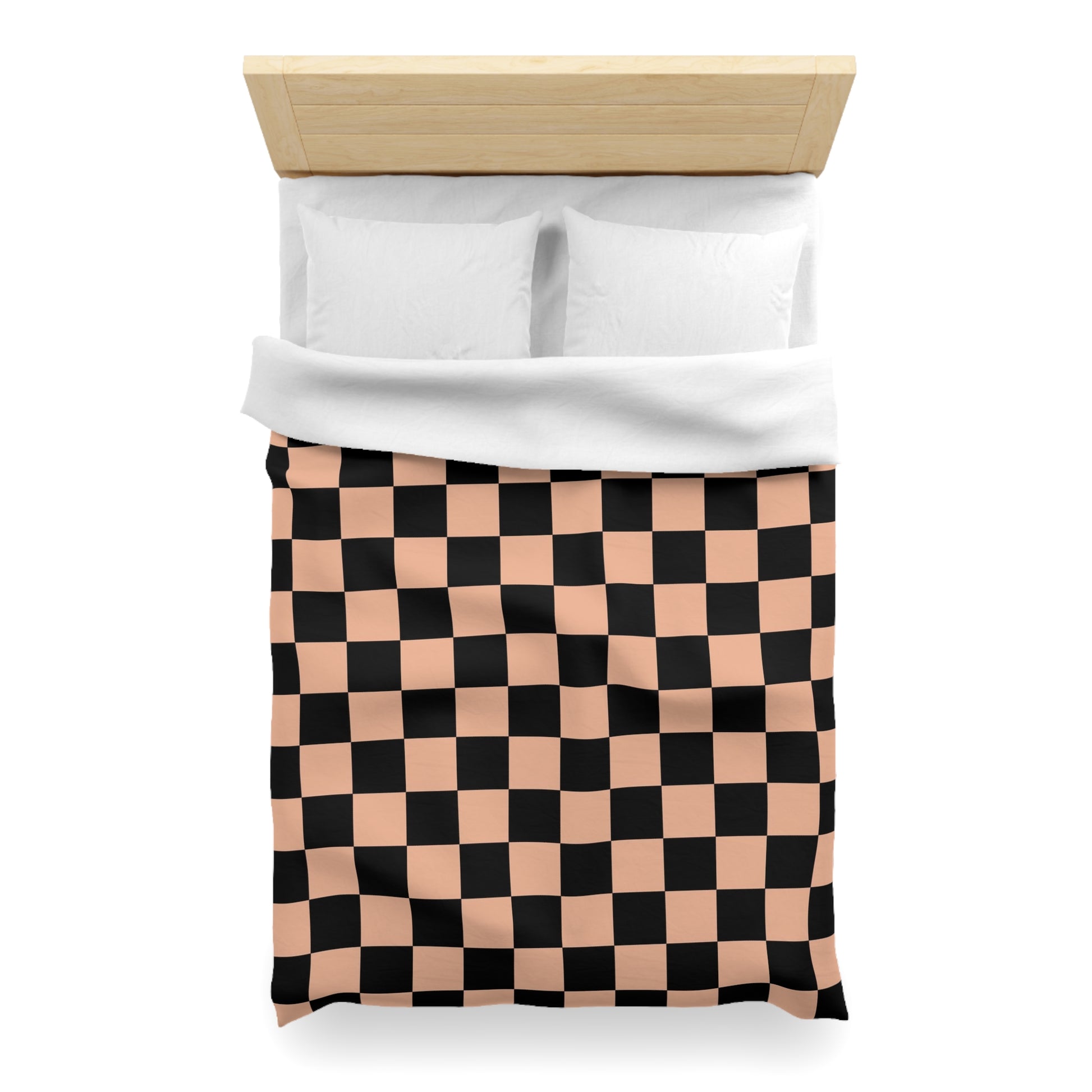 Checkerboard Soft Orange and Black Microfiber Duvet Cover, Artsulli - Art is Long, Life is Short, Home Decor, , , , , , , 