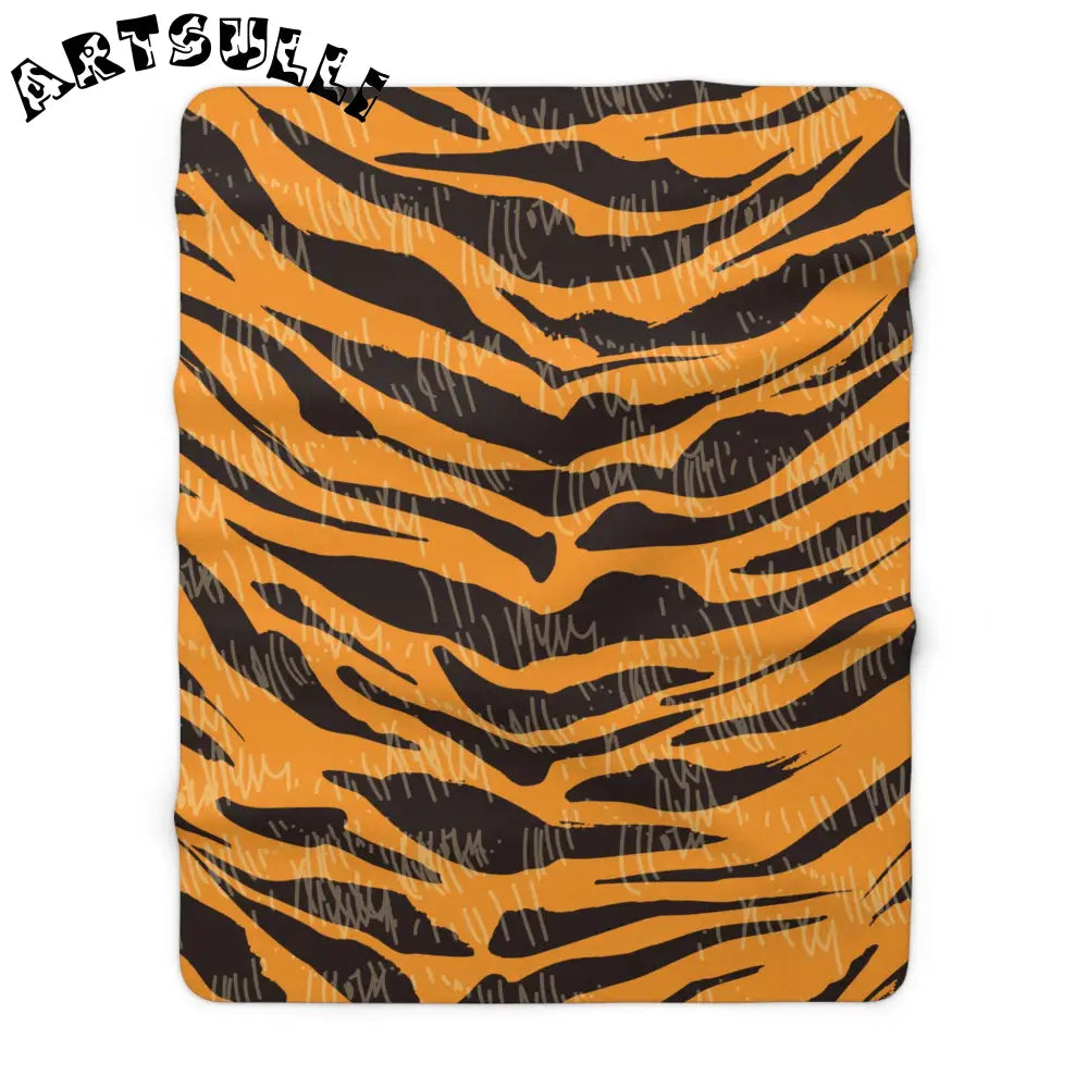 JAKKOUTTHEBXX Tiger Scratches Orange & Black Sherpa Fleece Blanket