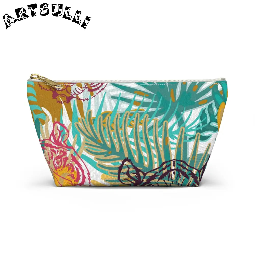 JAKKOUTTHEBXX Tropical Jungle Tigers Brown and Green Accessory Pouch