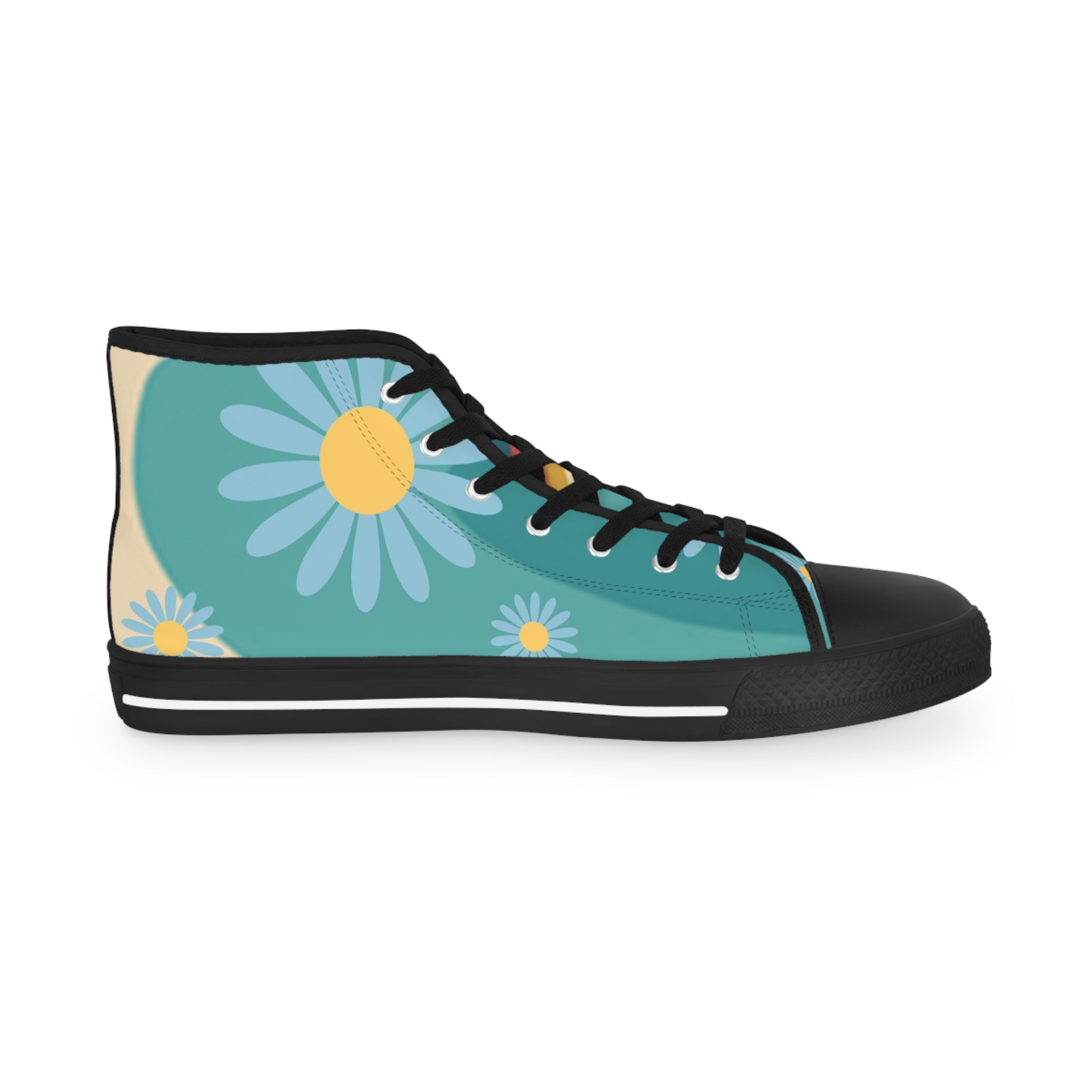 Psychedelic Floral Hills Multi-Color Men's High Top Sneakers, Artsulli - Art is Long, Life is Short, Shoes, , , , , , , 
