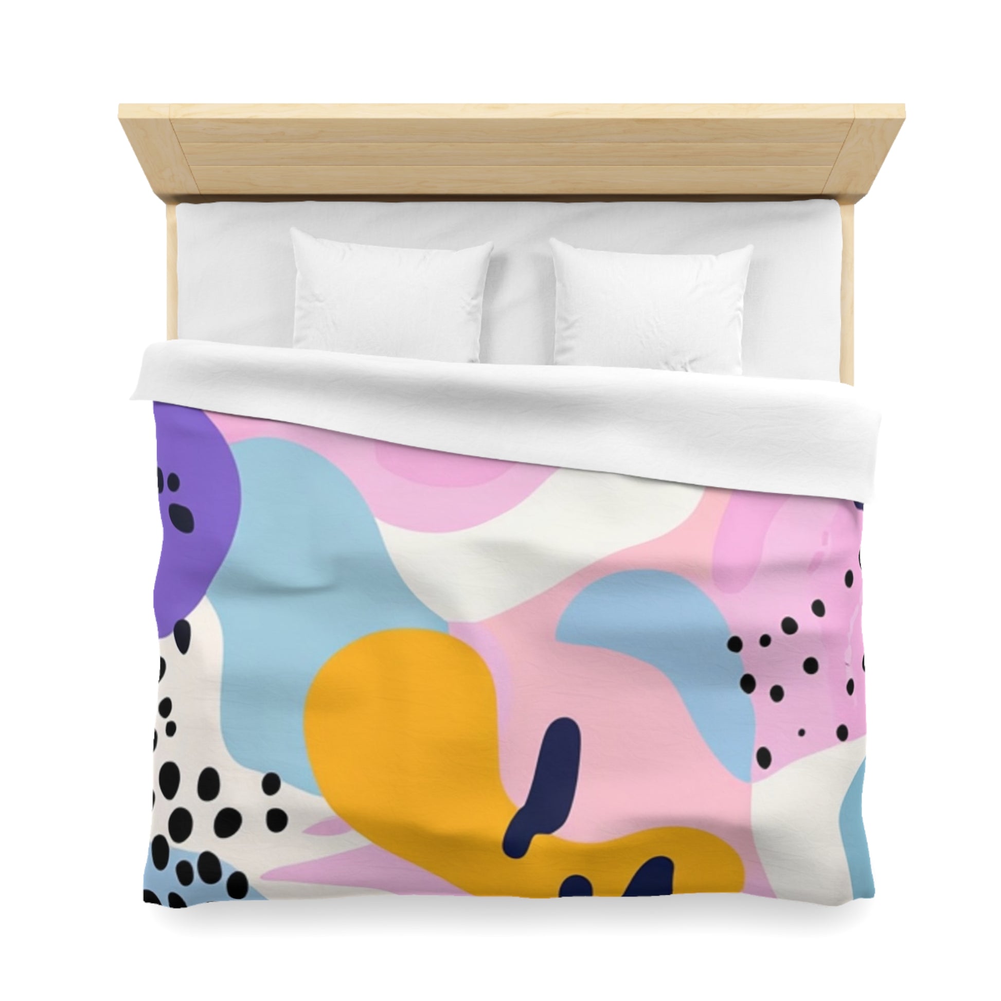 Colorful Abstract Dots and Shapes Microfiber Duvet Cover, Artsulli - Art is Long, Life is Short, Home Decor, , , , , , , 
