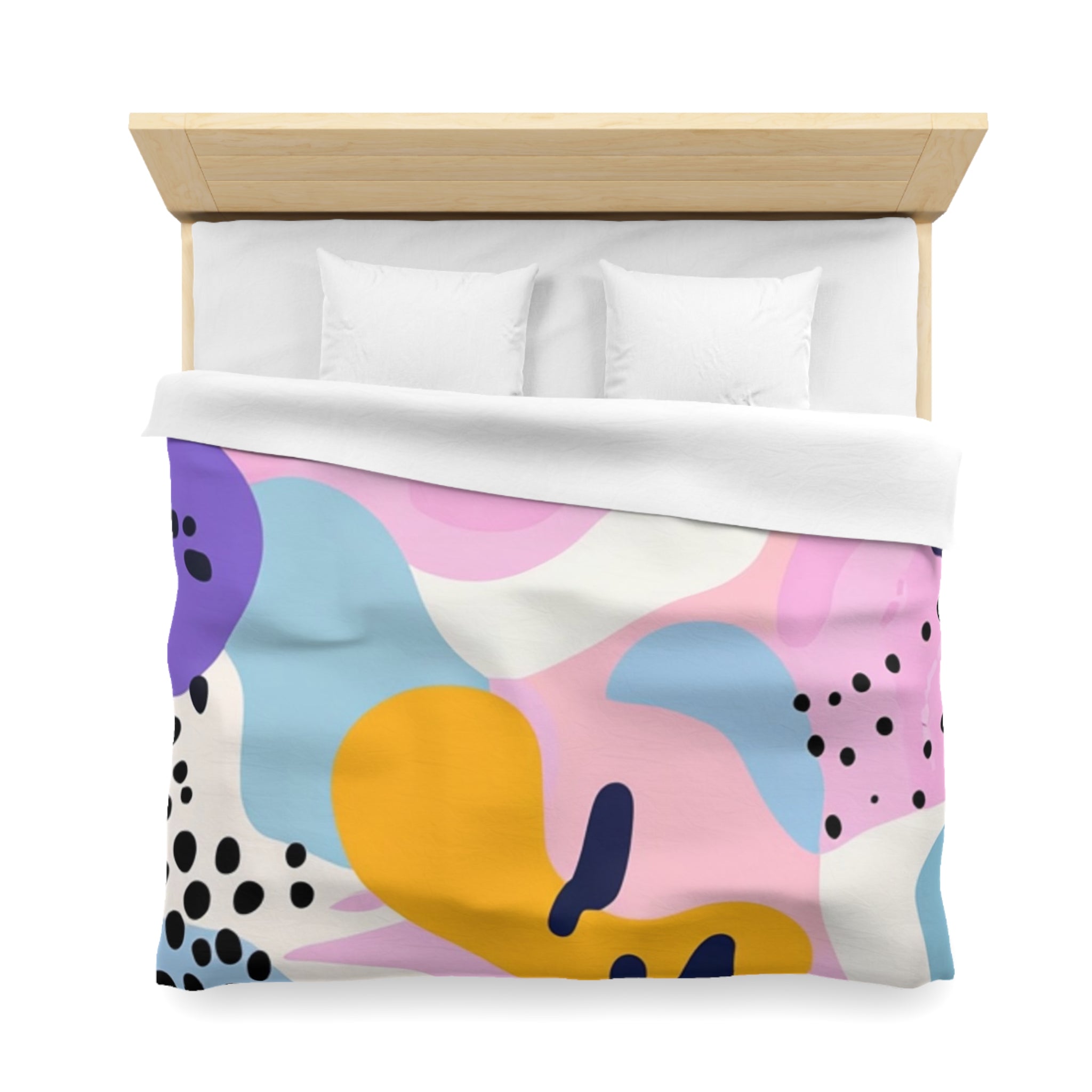 Colorful Abstract Dots and Shapes Microfiber Duvet Cover, Artsulli - Art is Long, Life is Short, Home Decor, , , , , , , 