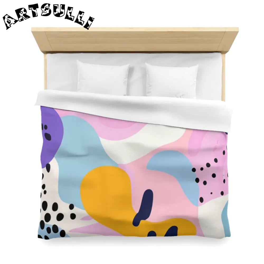 JAKKOUTTHEBXX Colorful Abstract Dots and Shapes Microfiber Duvet
