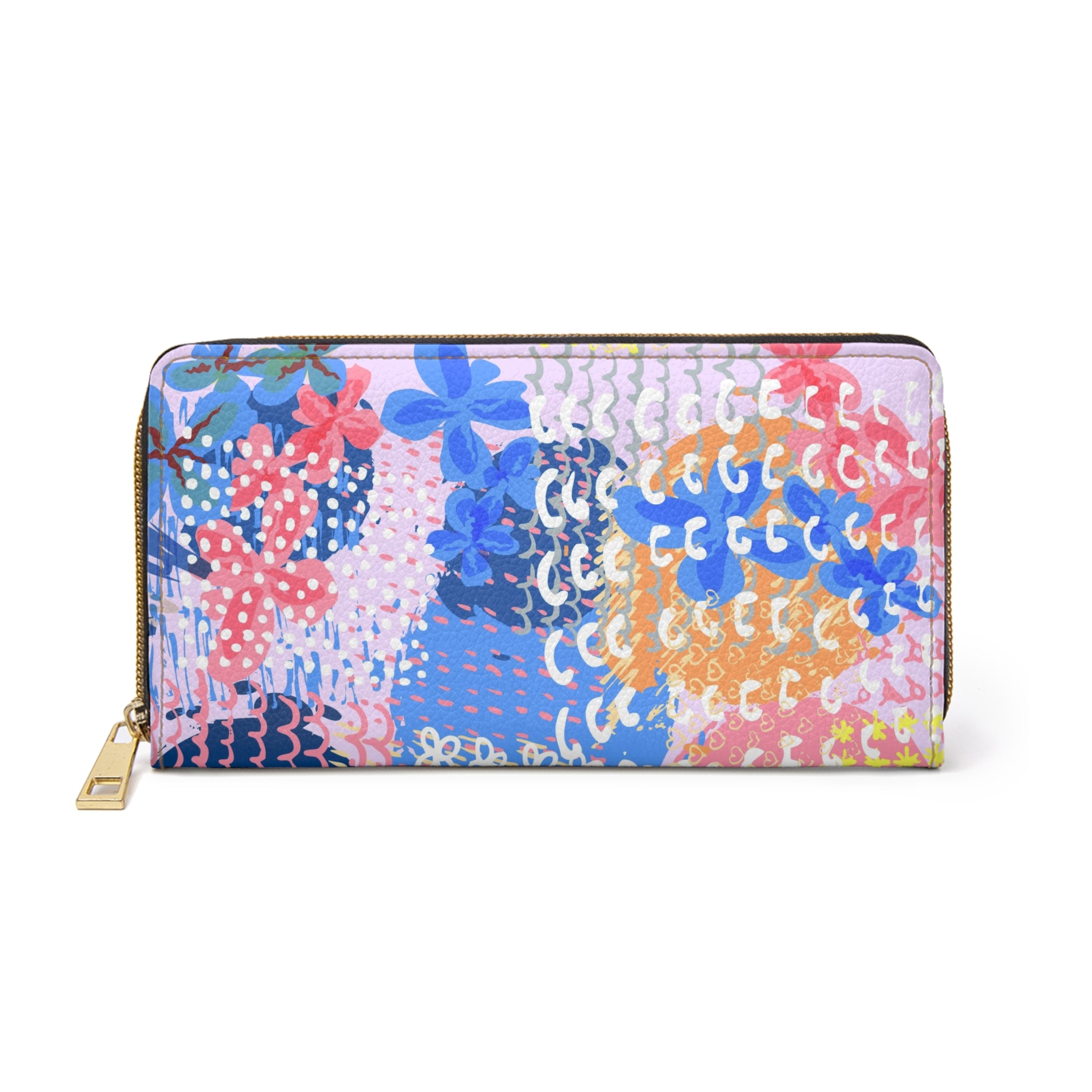 Flowers x Doodles x Hearts II Multi-Color Zipper Wallet, Artsulli - Art is Long, Life is Short, Accessories, Size, One size, Color, White, , , 47833178922408322431