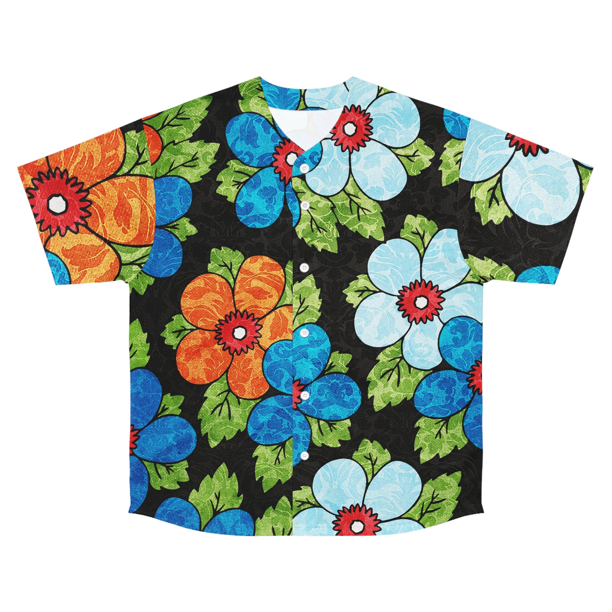 Groovy Black Floral Kl II Men's Baseball Jersey (AOP), Artsulli - Art is Long, Life is Short, All Over Prints, Size, S, Color, Seam thread color automatically matched to design, , , 12489281045098277694