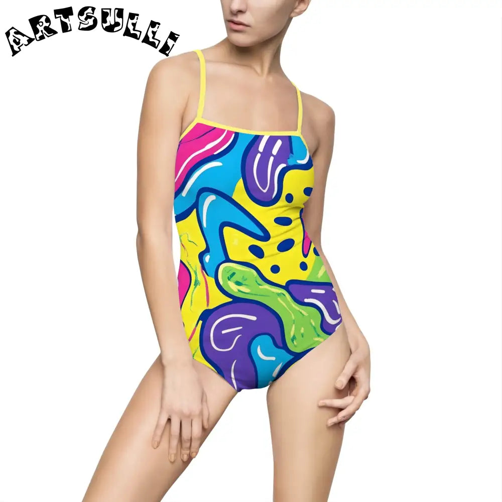 JAKKOUTTHEBXX Colorful Abstract Print One-Piece Swimsuit 2025