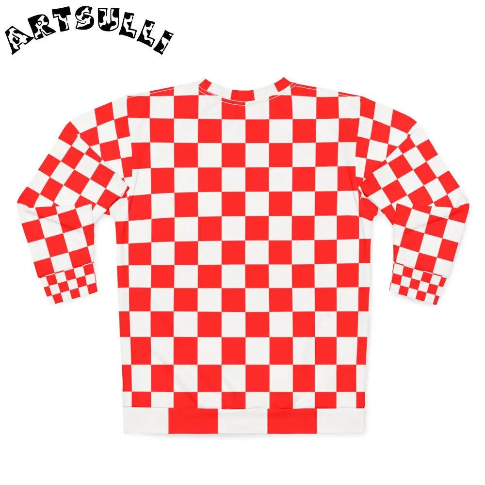 JAKKOUTTHEBXX Checkerboard Red and White Unisex Sweatshirt (AOP)