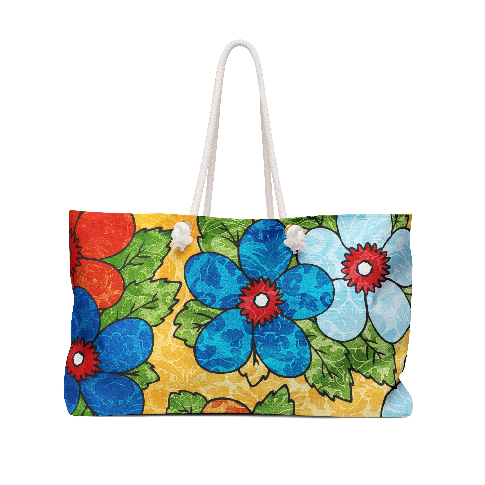 Groovy Yellow Floral Kl Weekender Bag, Artsulli - Art is Long, Life is Short, Bags, Size, 24" × 13", , , , , 86880323909630132086
