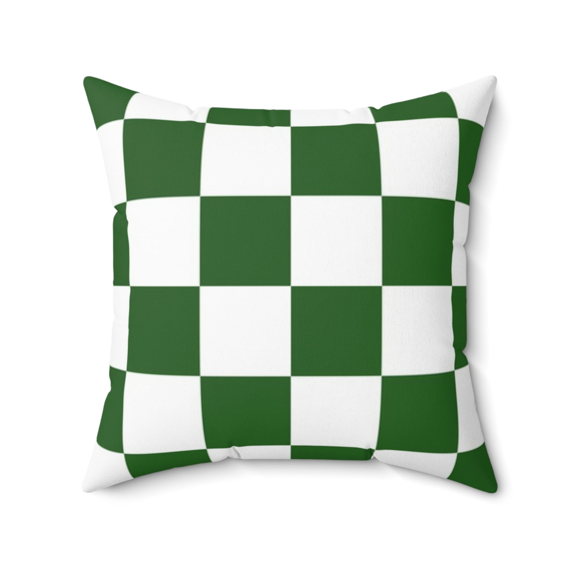 Checkerboard White and Dark Green Spun Polyester Square Pillow, Artsulli - Art is Long, Life is Short, Home Decor, Size, 20" × 20", , , , , 20841577046537277495