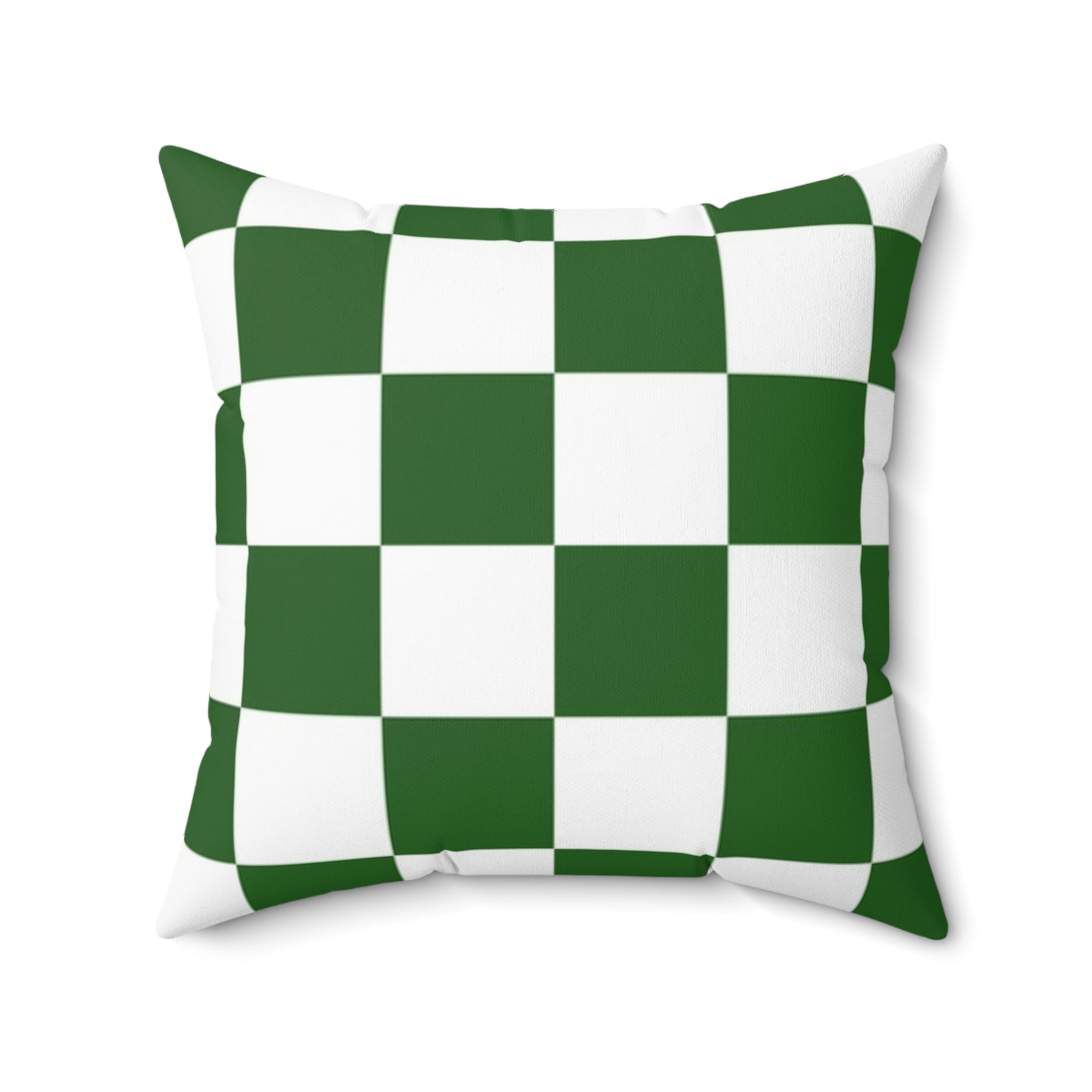 Checkerboard White and Dark Green Spun Polyester Square Pillow, Artsulli - Art is Long, Life is Short, Home Decor, Size, 20" × 20", , , , , 20841577046537277495