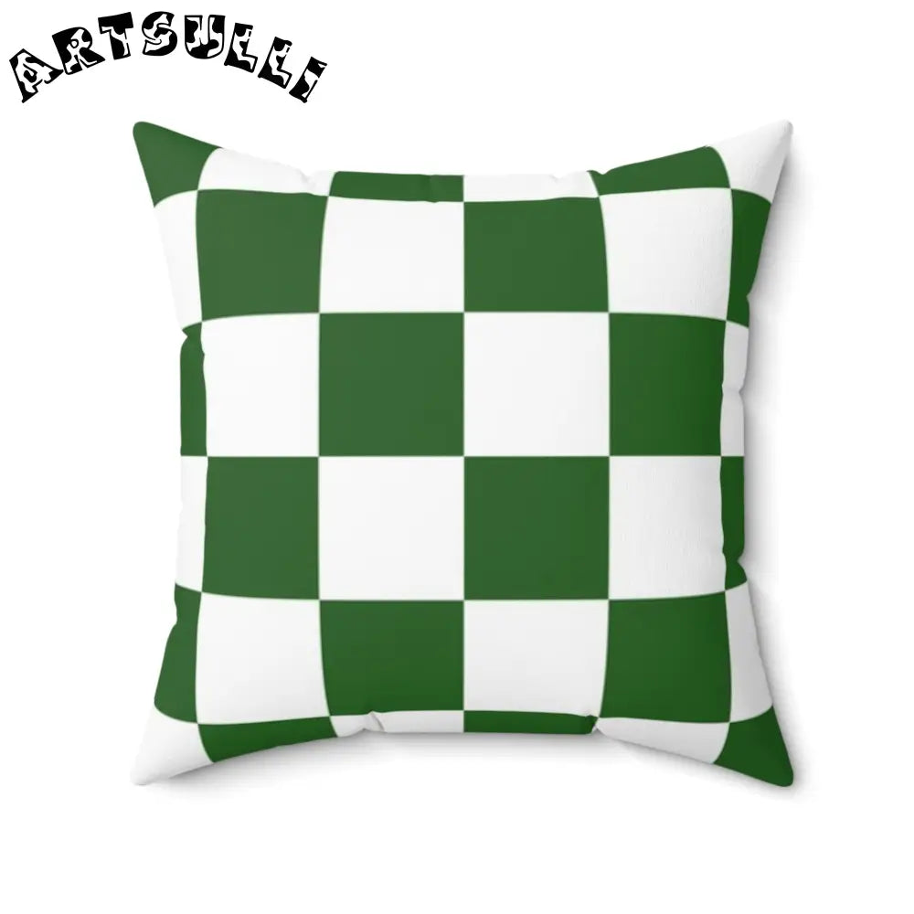 JAKKOUTTHEBXX Checkerboard White and Dark Green Spun Polyester
