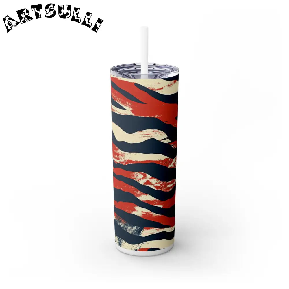 JAKKOUTTHEBXX Capricious Tiger Wave Skinny Tumbler with Straw 20oz