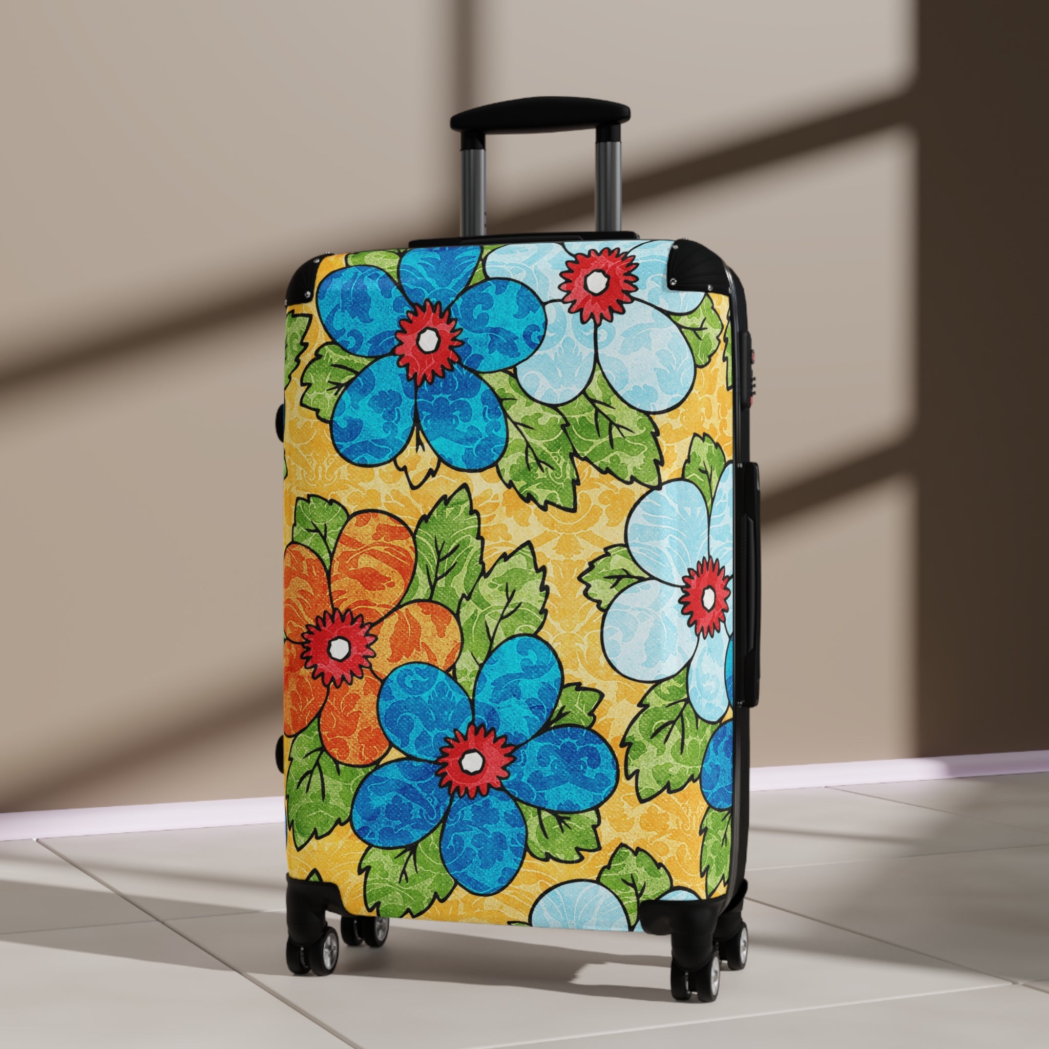 Groovy Yellow Floral Kl II Suitcase, Artsulli - Art is Long, Life is Short, Bags, , , , , , , 