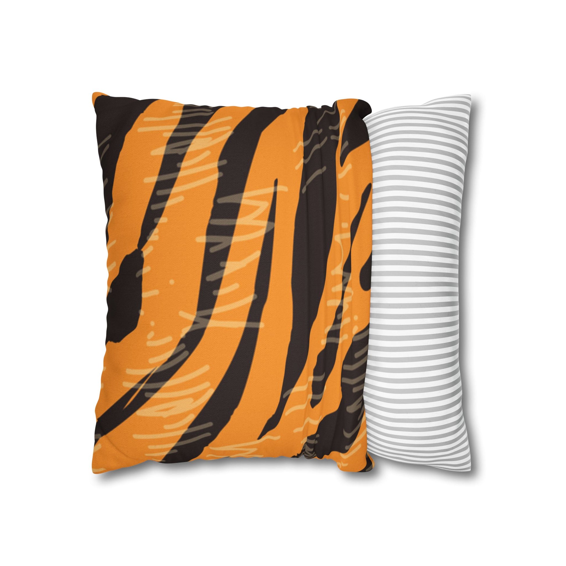 Tiger Scratches Orange & Black Spun Polyester Square Pillowcase, Artsulli - Art is Long, Life is Short, Home Decor, , , , , , , 