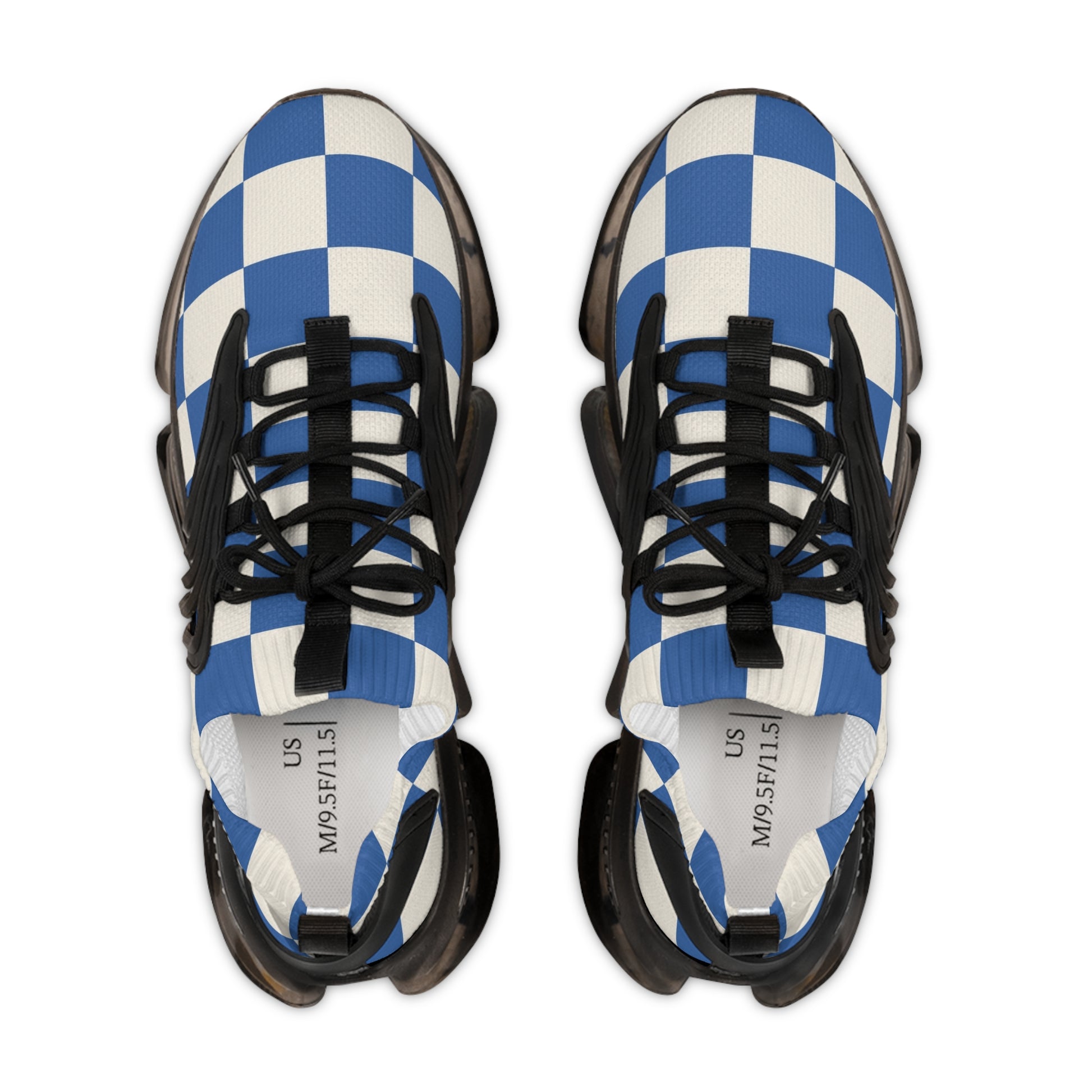 Checkerboard Blue Men's Mesh Sneakers, Artsulli - Art is Long, Life is Short, Shoes, , , , , , , 