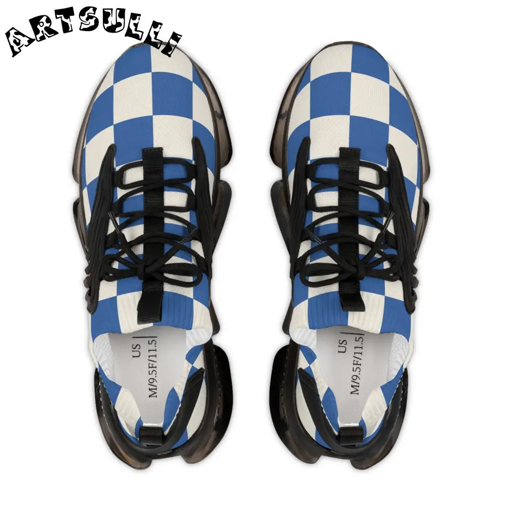 JAKKOUTTHEBXX Checkerboard Blue Men’s Mesh Sneakers JAKKOUTTHEBXX