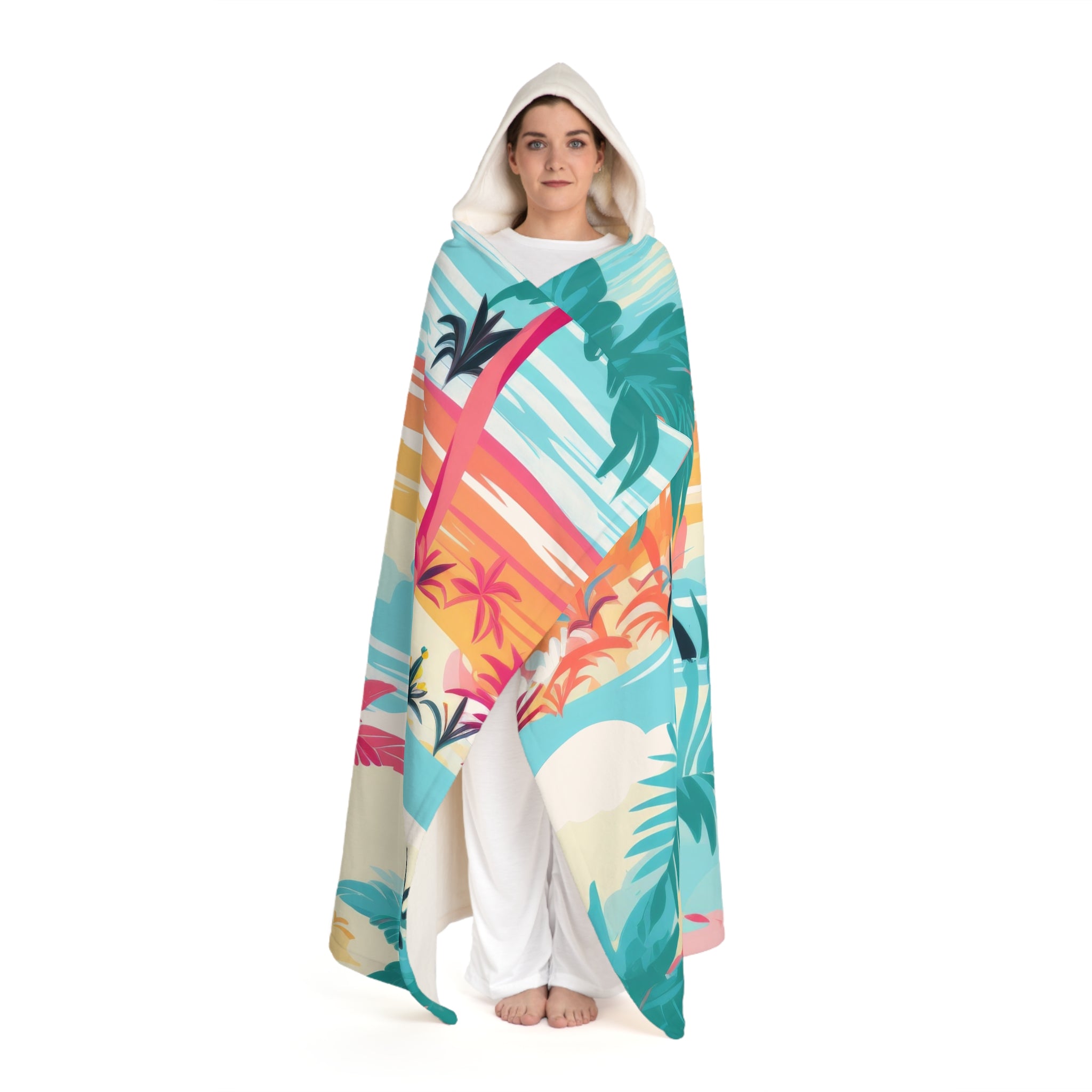 Afshar Island Dream Hooded Sherpa Fleece Blanket, Artsulli - Art is Long, Life is Short, All Over Prints, , , , , , , 