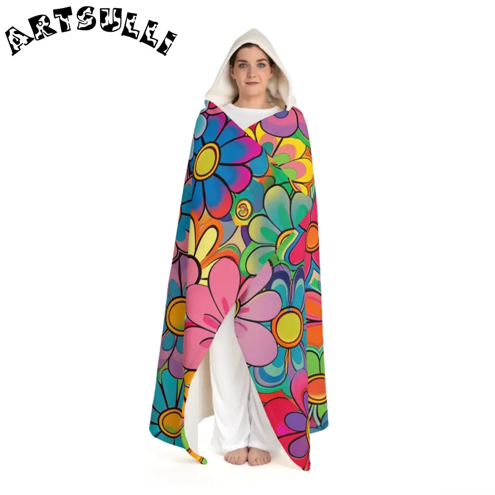 JAKKOUTTHEBXX Chromatic Daisy Dream Hooded Sherpa Fleece Blanket