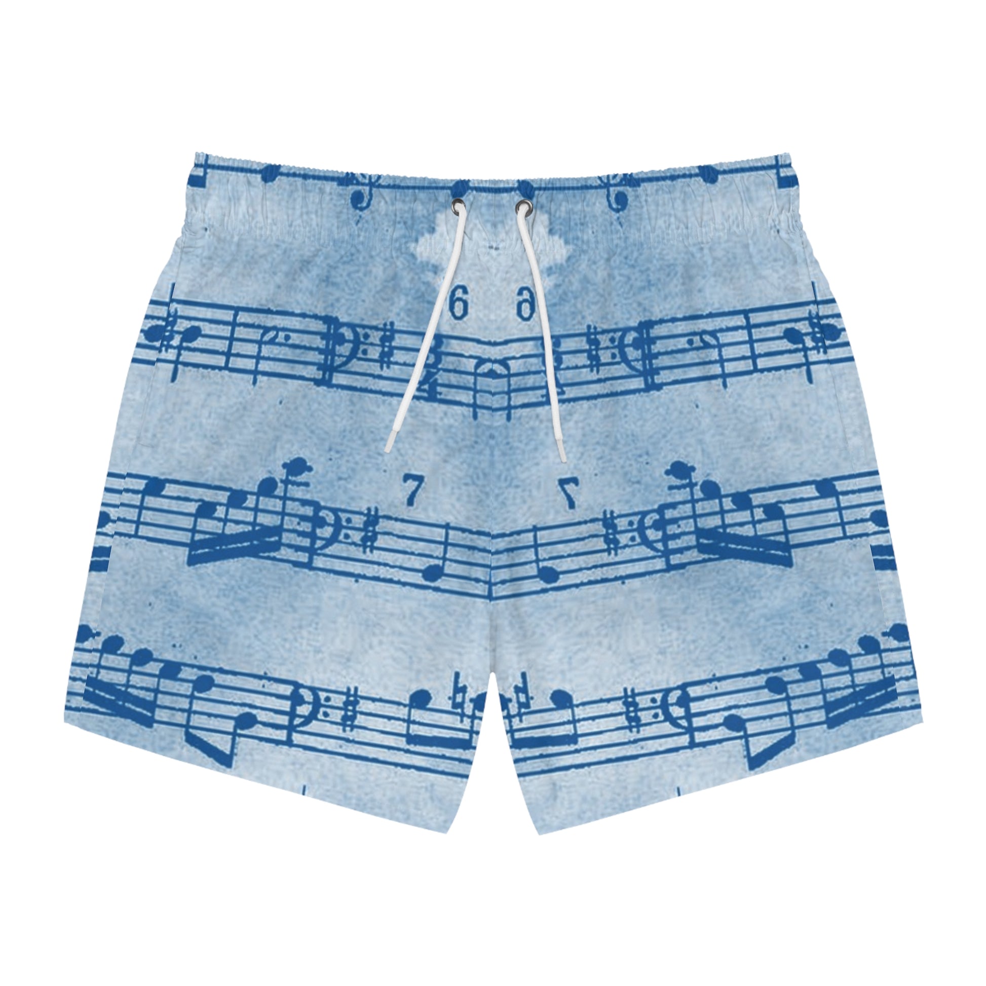 Drip Spill Type Beat Sheet Music Blue Swim Trunks (AOP), Artsulli - Art is Long, Life is Short, All Over Prints, Size, XS, Color, Seam thread color automatically matched to design, , , 18117203034228655107