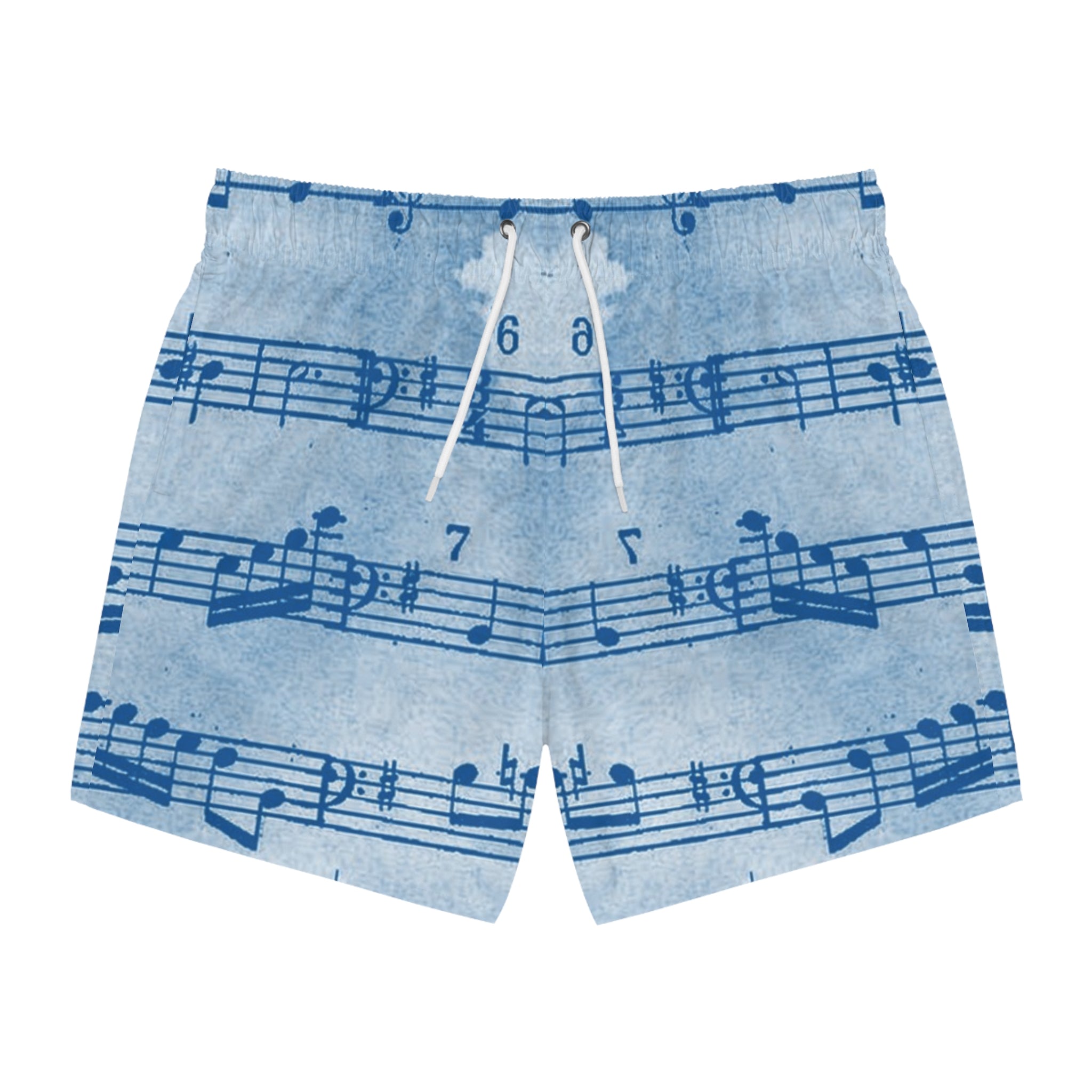 Drip Spill Type Beat Sheet Music Blue Swim Trunks (AOP), Artsulli - Art is Long, Life is Short, All Over Prints, Size, XS, Color, Seam thread color automatically matched to design, , , 18117203034228655107