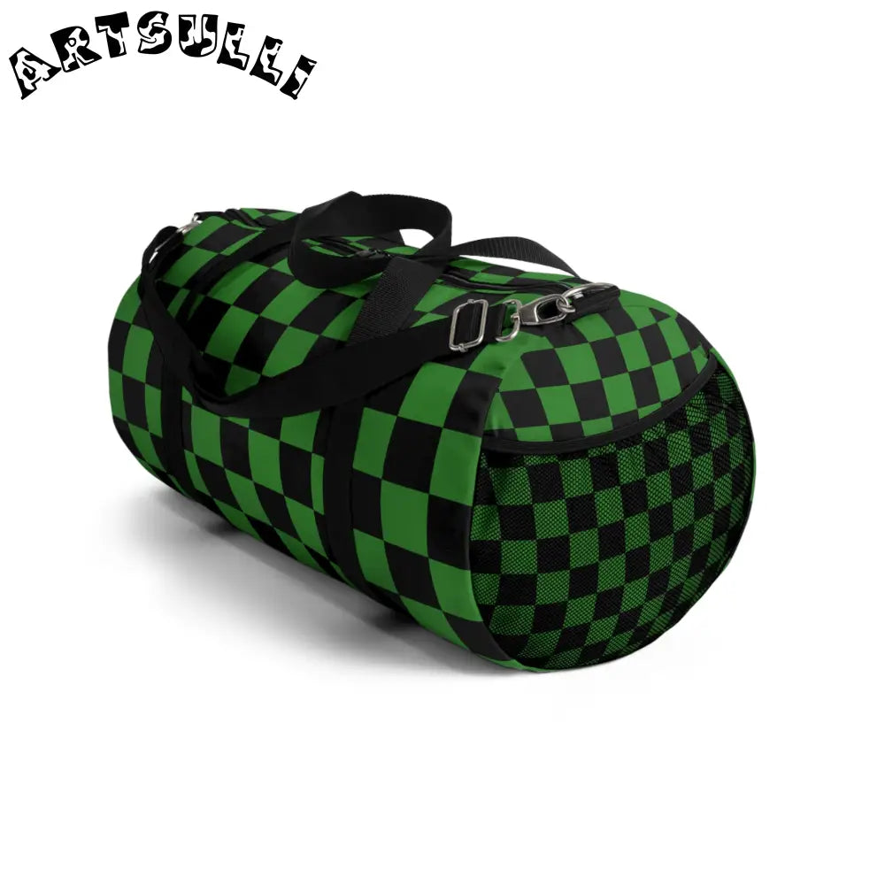 JAKKOUTTHEBXX Checkerboard Green and Black Duffel Bag JAKKOUTTHEBXX