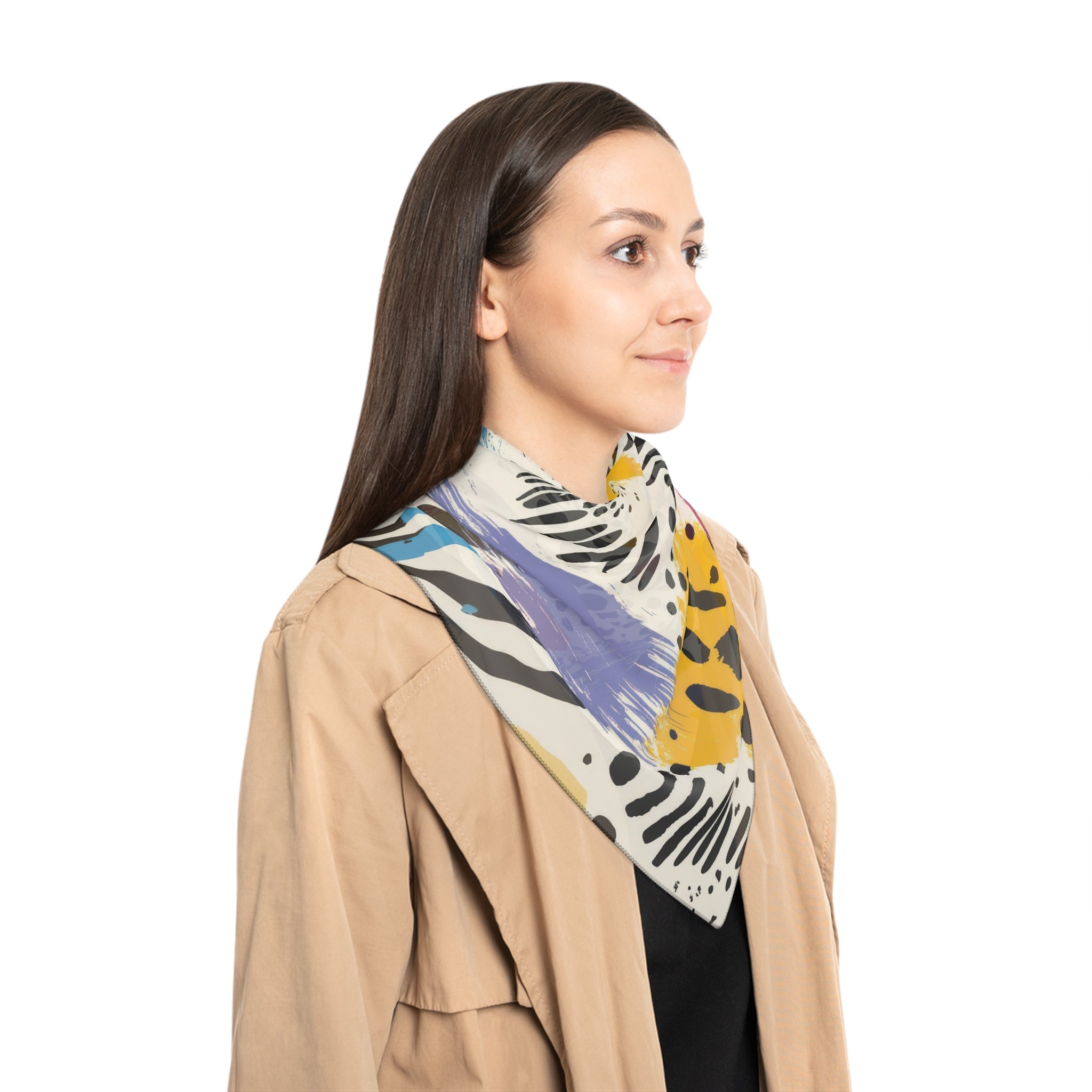 Animal Print x Paint Brush Strokes Multi-Color II Poly Scarf, Artsulli - Art is Long, Life is Short, Accessories, , , , , , , 