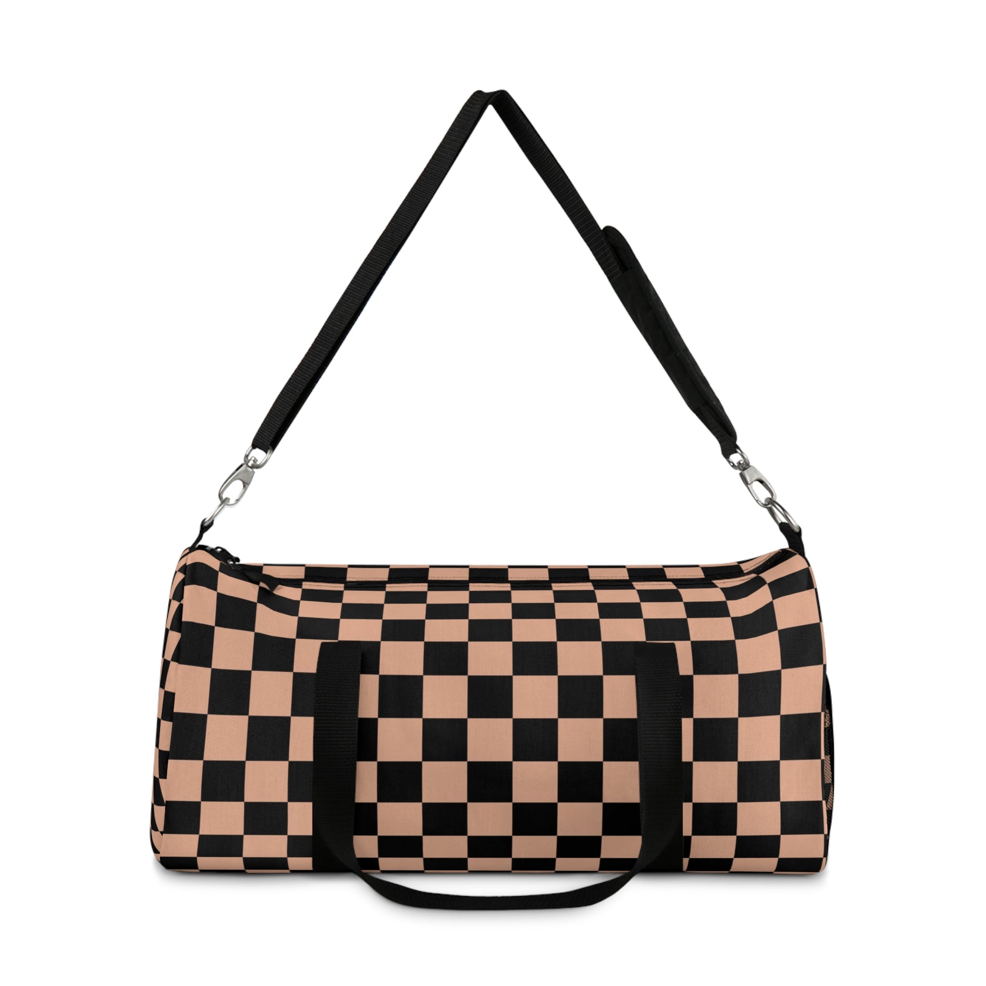 Checkerboard II Soft Orange and Black Duffel Bag, Artsulli - Art is Long, Life is Short, Bags, , , , , , , 
