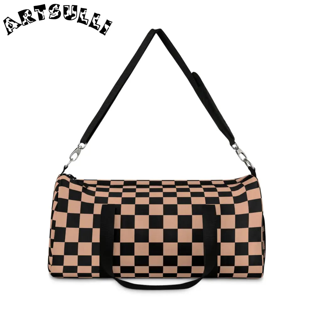 JAKKOUTTHEBXX Checkerboard II Soft Orange and Black Duffel Bag