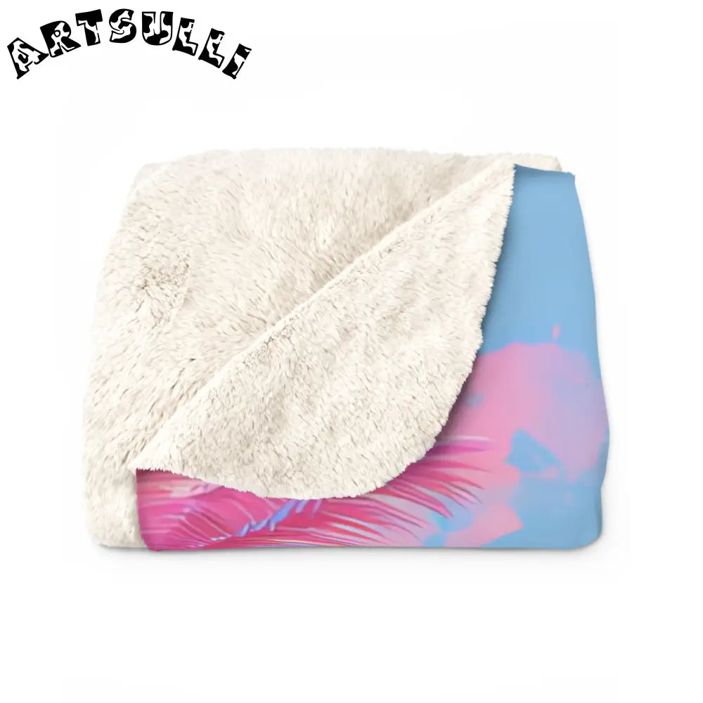 JAKKOUTTHEBXX Ethereal Pastel Palms Sherpa Fleece Blanket