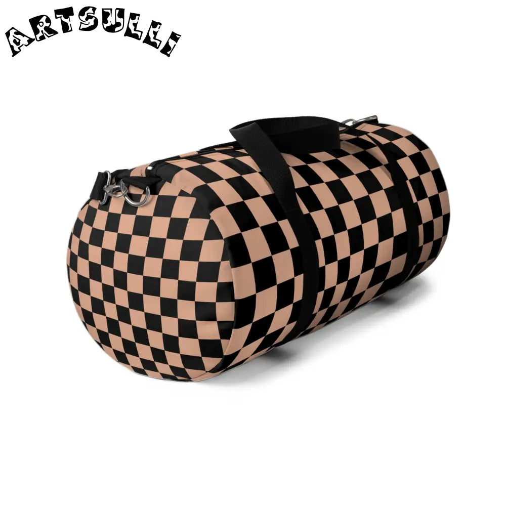 JAKKOUTTHEBXX Checkerboard II Soft Orange and Black Duffel Bag