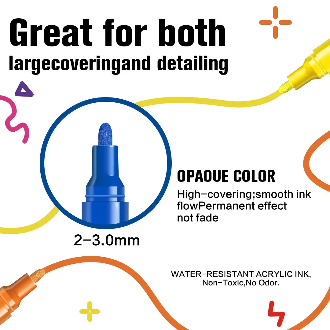 Buy The Best By Artsulli - Art is Long Life Short - 12/18/24Pcs/Set Acrylic Graffiti Marker for Fabric Canvas Rock Glass Wood Medium Tip