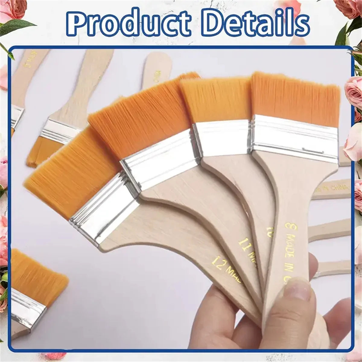 12pcs Nylon Paint Brush Set - High-Quality Synthetic Bristles for Acrylic, Oil, Watercolor, Drawing, and Art Supplies