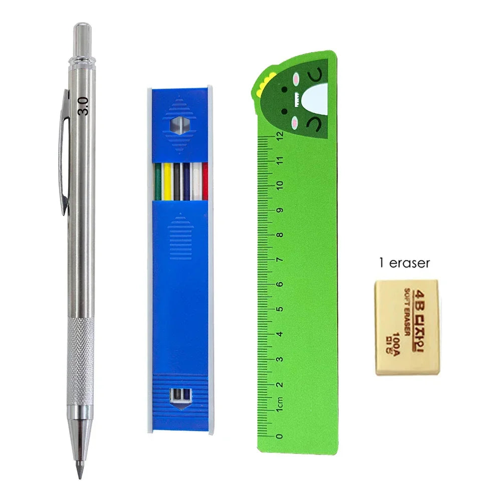 Buy The Best By Artsulli - Art is Long Life Short - Mechanical Pencil Set 3.0mm Full Metal Drawing Painting Automatic with Leads Office