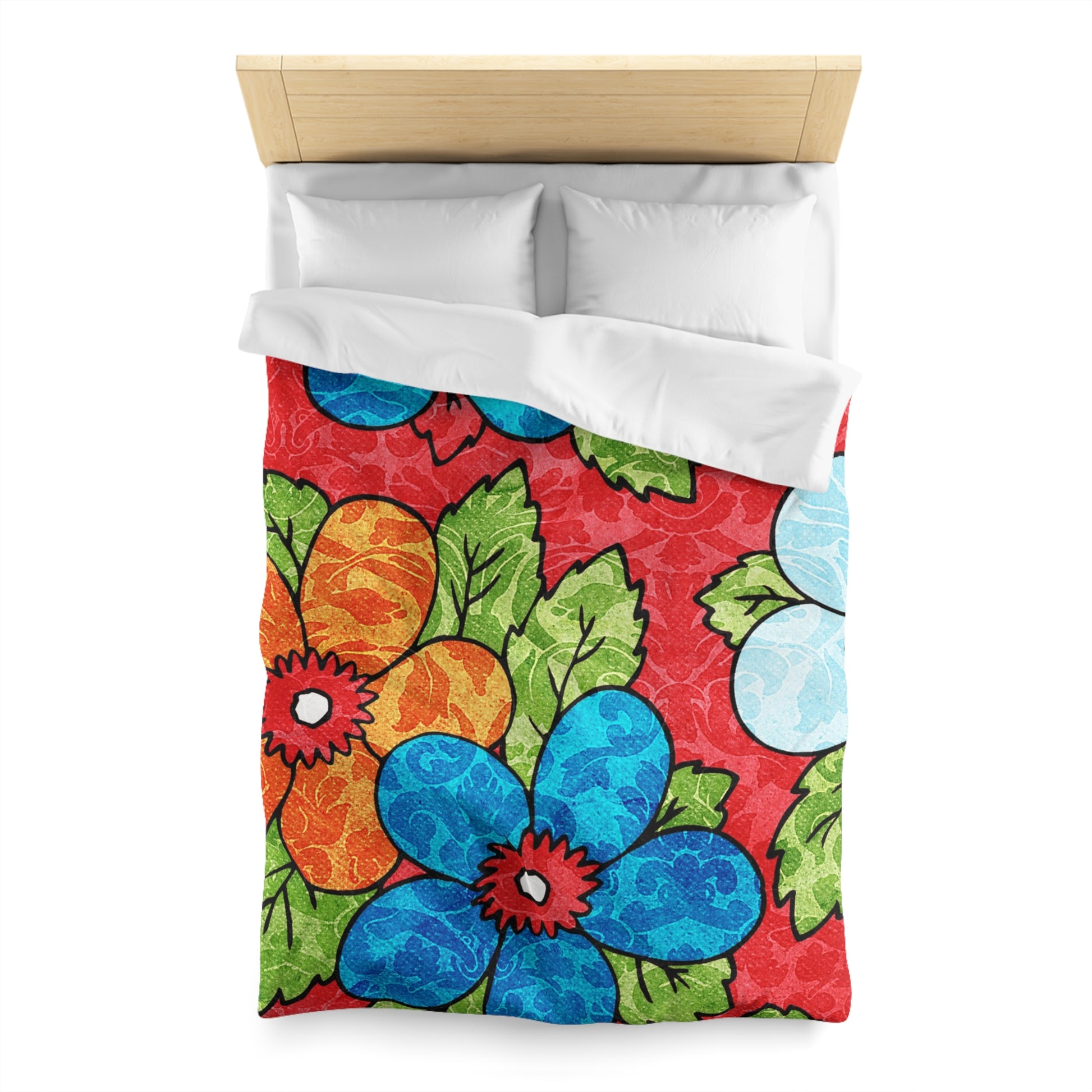 Groovy Red Floral Kl Microfiber Duvet Cover, Artsulli - Art is Long, Life is Short, Home Decor, , , , , , , 