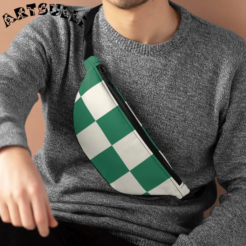 JAKKOUTTHEBXX Checkerboard Dark Green Fanny Pack JAKKOUTTHEBXX