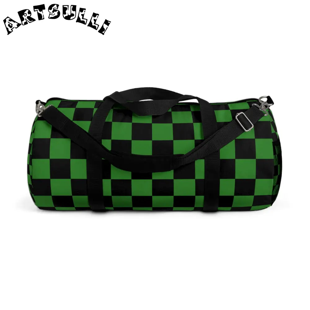 JAKKOUTTHEBXX Checkerboard Green and Black Duffel Bag JAKKOUTTHEBXX