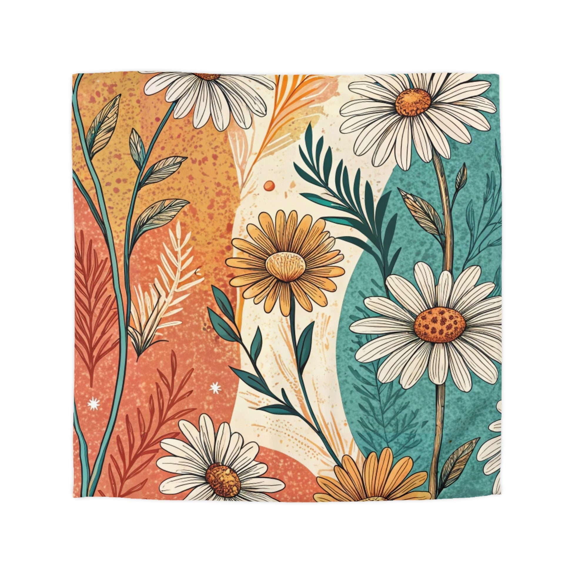 Retro Daisy Dream Microfiber Duvet Cover, Artsulli - Art is Long, Life is Short, Home Decor, Size, Queen, Color, White, , , 20872909611470720498