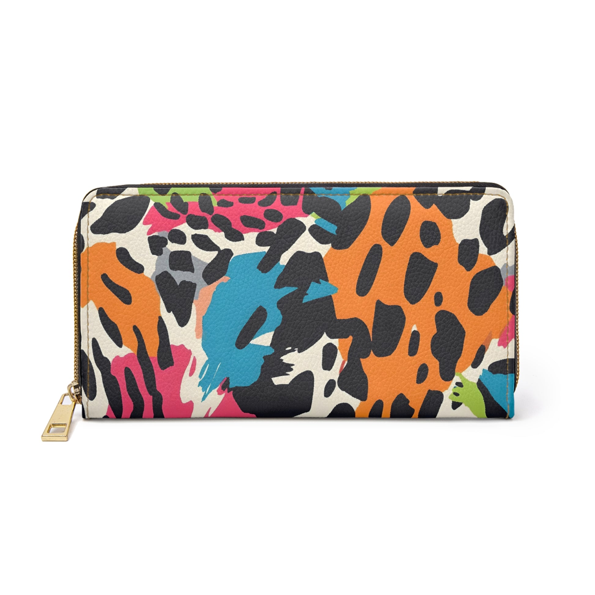 Wild Brush Strokes x Animal Print Multi-Color Zipper Wallet, Artsulli - Art is Long, Life is Short, Accessories, Size, One size, Color, White, , , 12450878178076722514