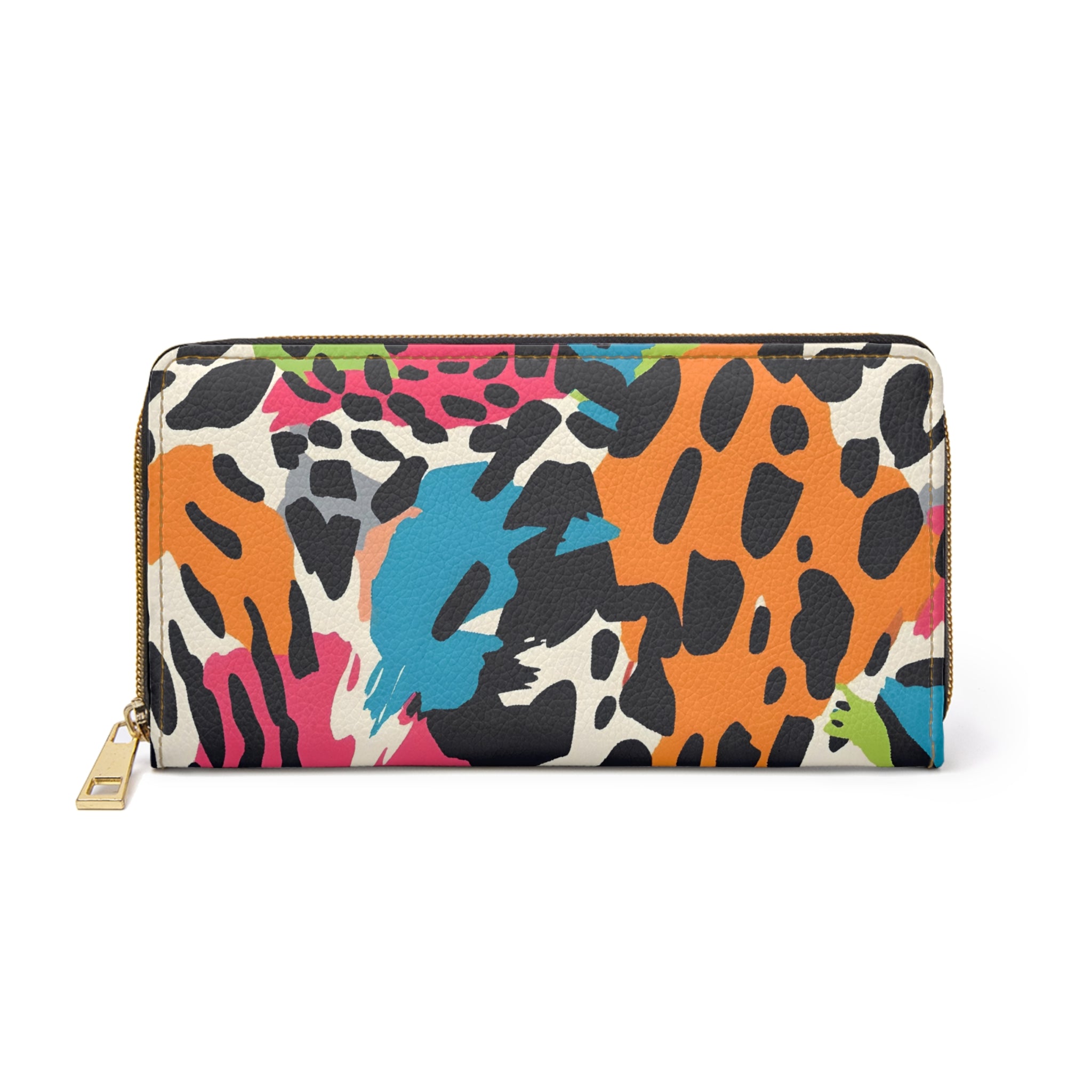 Wild Brush Strokes x Animal Print Multi-Color Zipper Wallet, Artsulli - Art is Long, Life is Short, Accessories, Size, One size, Color, White, , , 12450878178076722514