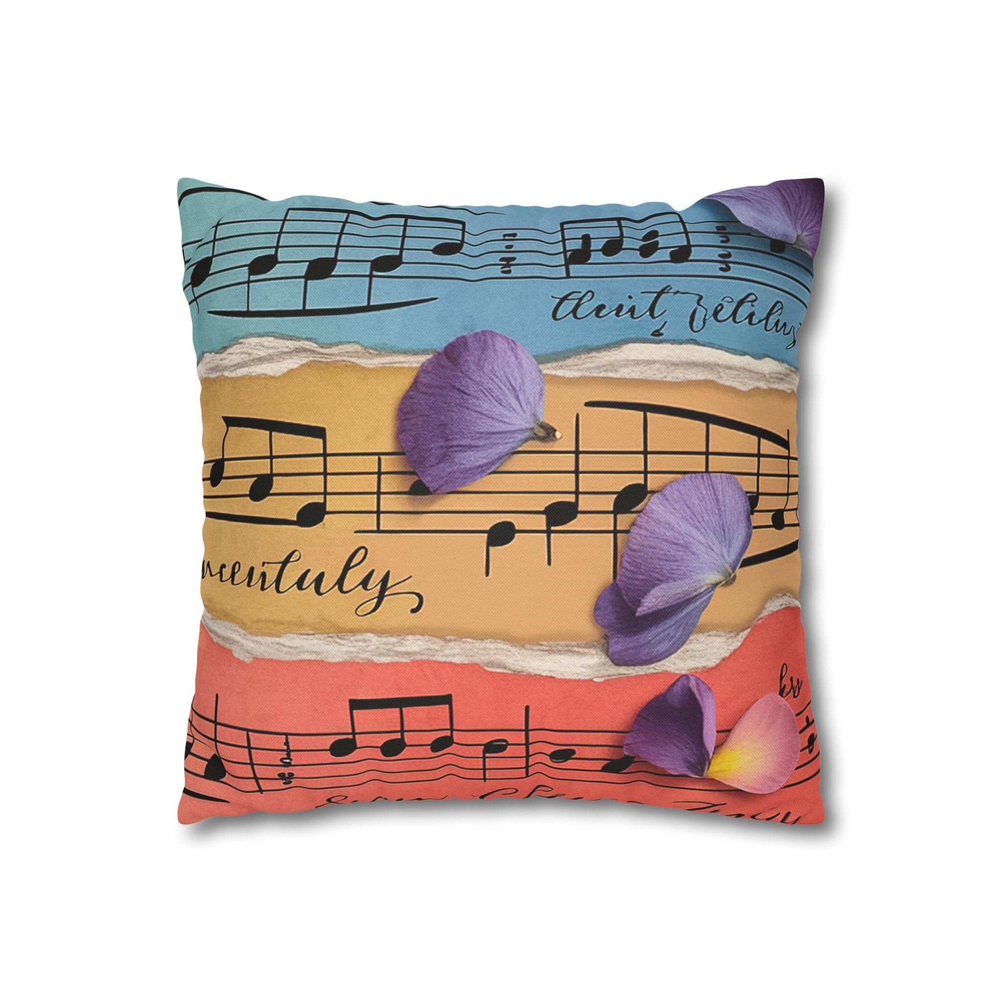 Torn Type Beat Sheet Music Multi-Color Spun Polyester Square Pillowcase, Artsulli - Art is Long, Life is Short, Home Decor, , , , , , , 