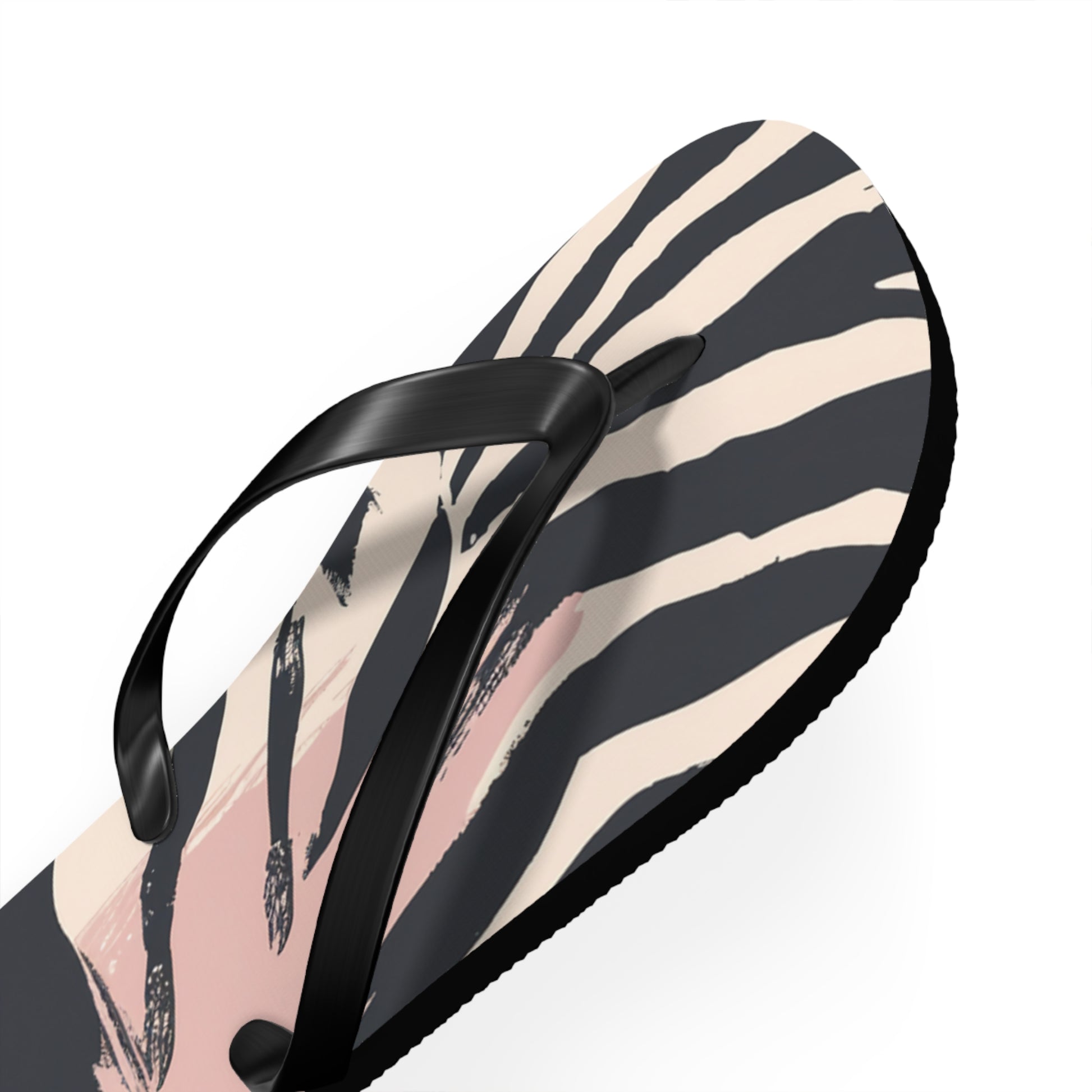 Zebra Brush Strokes Flip Flops, Artsulli - Art is Long, Life is Short, Shoes, , , , , , , 