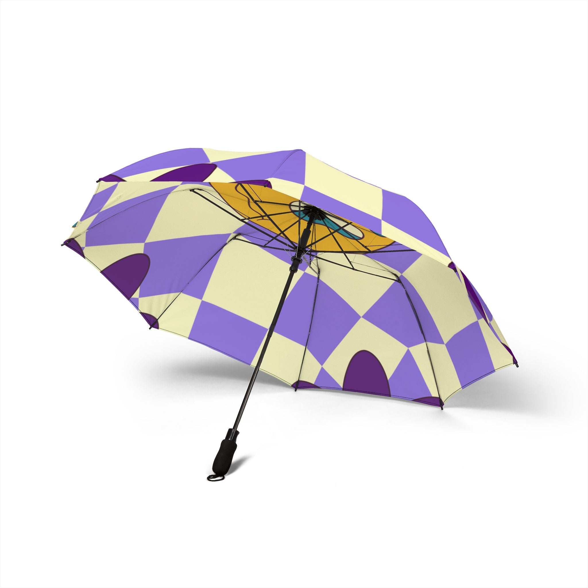 Trippy Flower Power Motifs Semi-Automatic Foldable Umbrella, Artsulli - Art is Long, Life is Short, Accessories, , , , , , , 