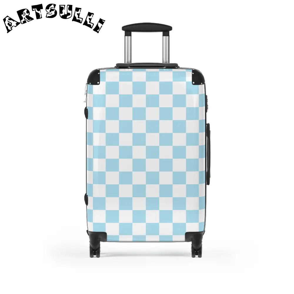 JAKKOUTTHEBXX Checkerboard Sky Blue Suitcase JAKKOUTTHEBXX Artsulli